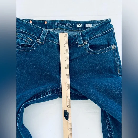 Miss Me Jeans Women’s 30 X 31 Blue Skinny Mid Rise Stretch Denim Rocker - Picture 8 of 10